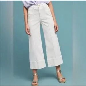 Anthropologie Chino Ivory Wide Leg Pants